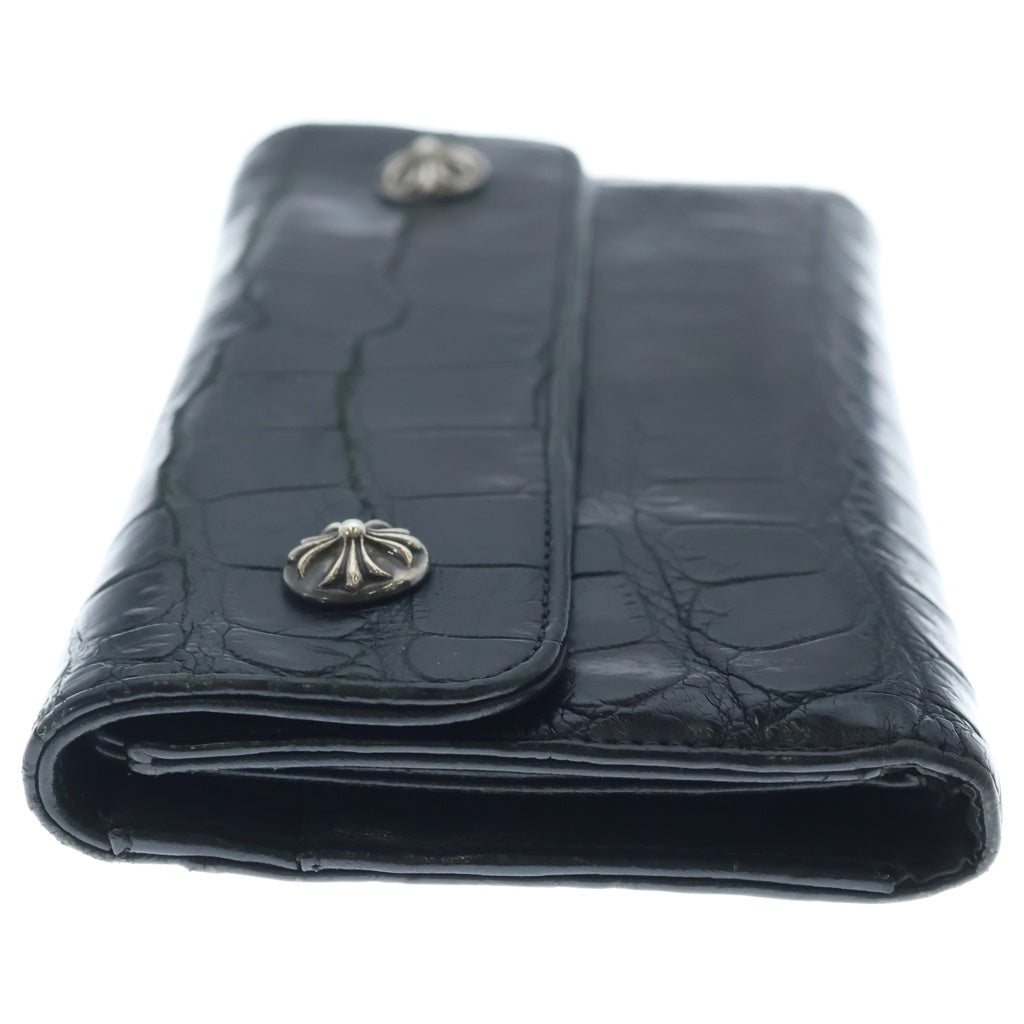 CHROME HEARTS(クロムハーツ) WAVE ALLIGATOR ウェーブアリゲーター クロスボールボタン レザーウォレット 長財布 ブラック