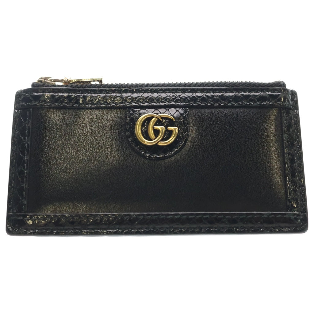 GUCCI(グッチ) 日本限定 レザー パイソン フラグメントケース カードケース ブラック 699349 ※ジップ社外製