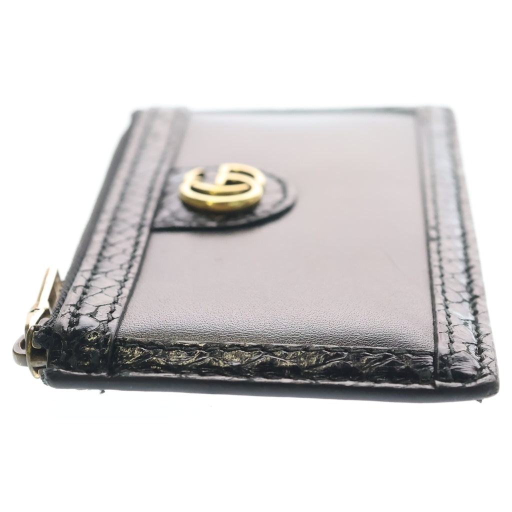 GUCCI(グッチ) 日本限定 レザー パイソン フラグメントケース カードケース ブラック 699349 ※ジップ社外製