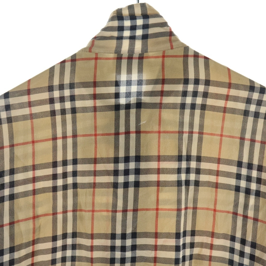 BURBERRY(バーバリー) ノバチェック リボンカラー 長袖シルクシャツ ブラウン 8019141