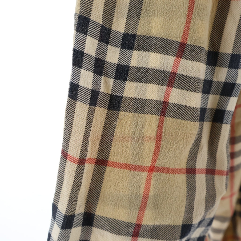 BURBERRY(バーバリー) ノバチェック リボンカラー 長袖シルクシャツ ブラウン 8019141