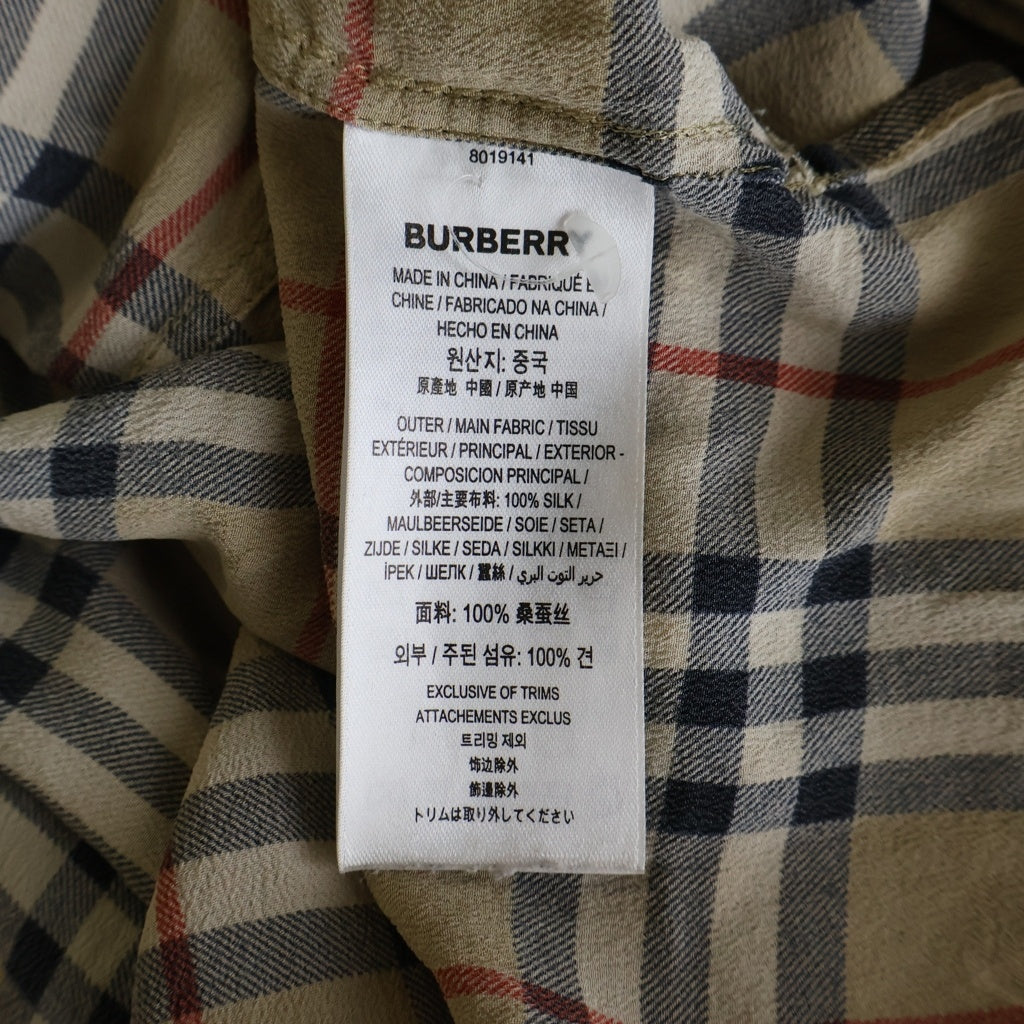 BURBERRY(バーバリー) ノバチェック リボンカラー 長袖シルクシャツ ブラウン 8019141