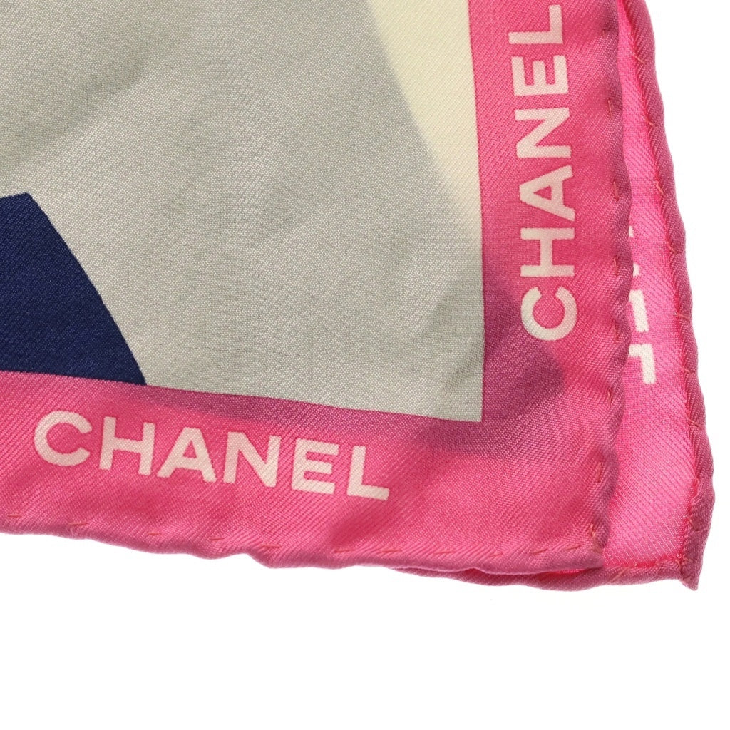 CHANEL(シャネル) カメリア 総柄 大判 シルクスカーフ ピンク レディース