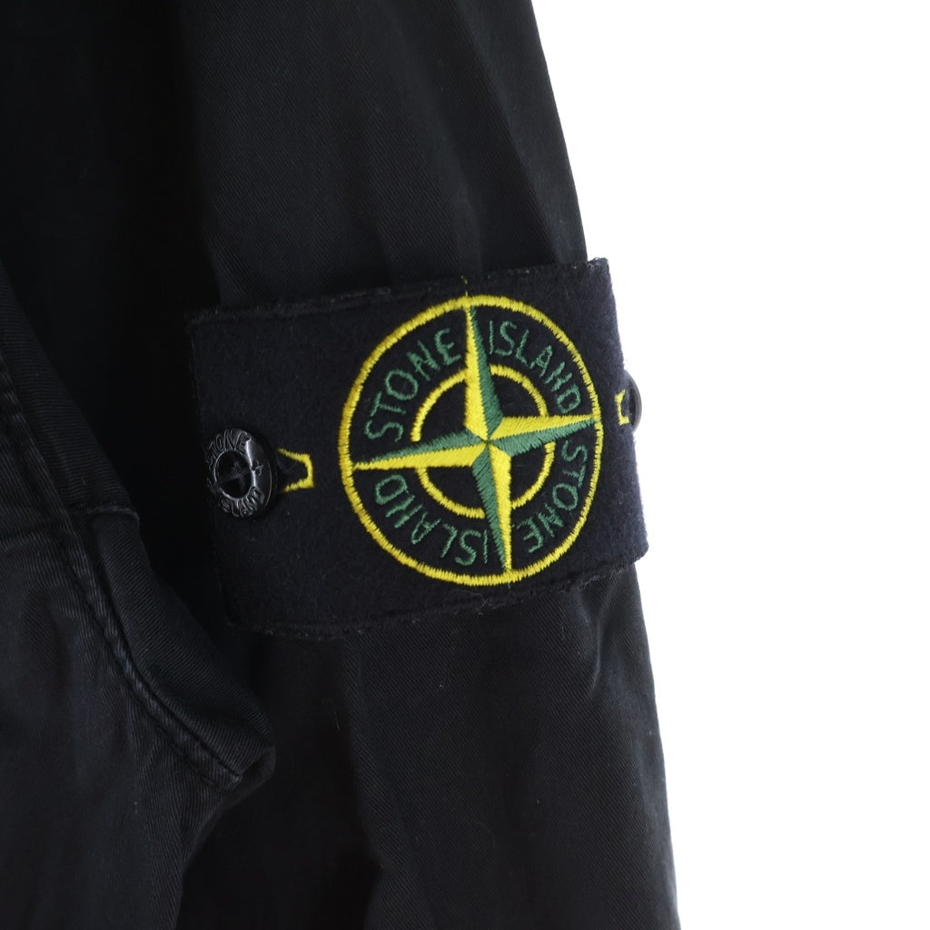 STONE ISLAND(ストーンアイランド) 25SS SUPIMA COTTON TWILL STRETCH-TC ロゴワッペン ジップアップフーディ コットンジャケット ブルゾンジャケット ブラック K1S154100091S0010