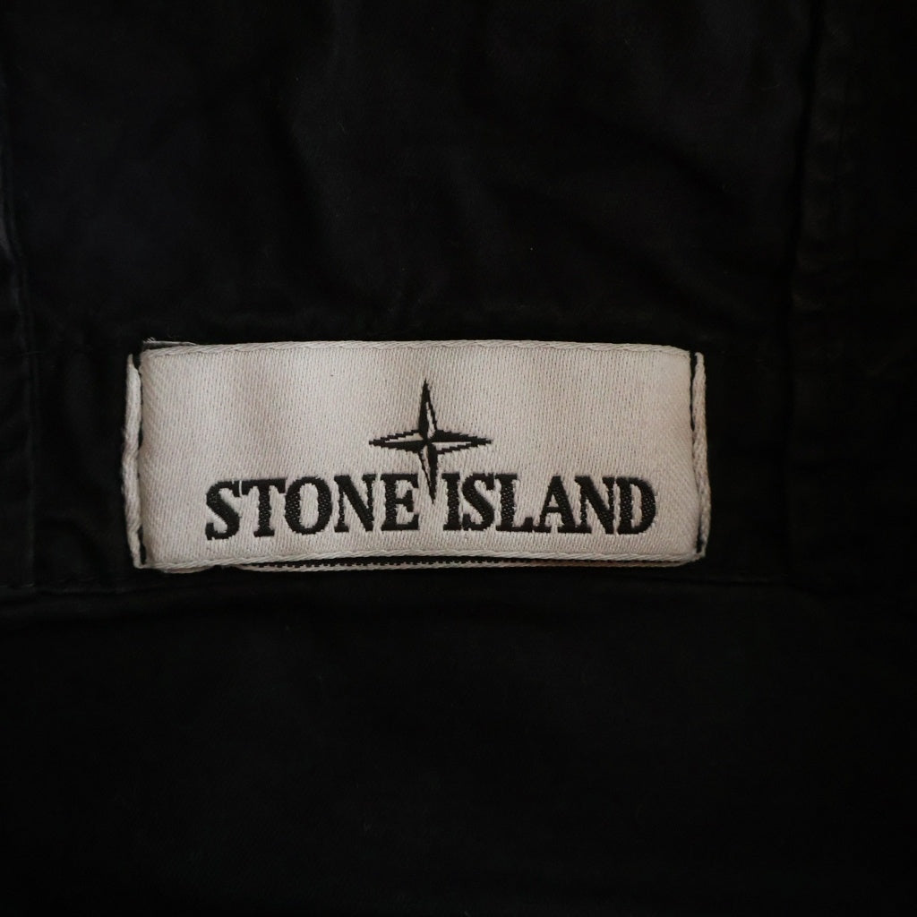 STONE ISLAND(ストーンアイランド) 25SS SUPIMA COTTON TWILL STRETCH-TC ロゴワッペン ジップアップフーディ コットンジャケット ブルゾンジャケット ブラック K1S154100091S0010