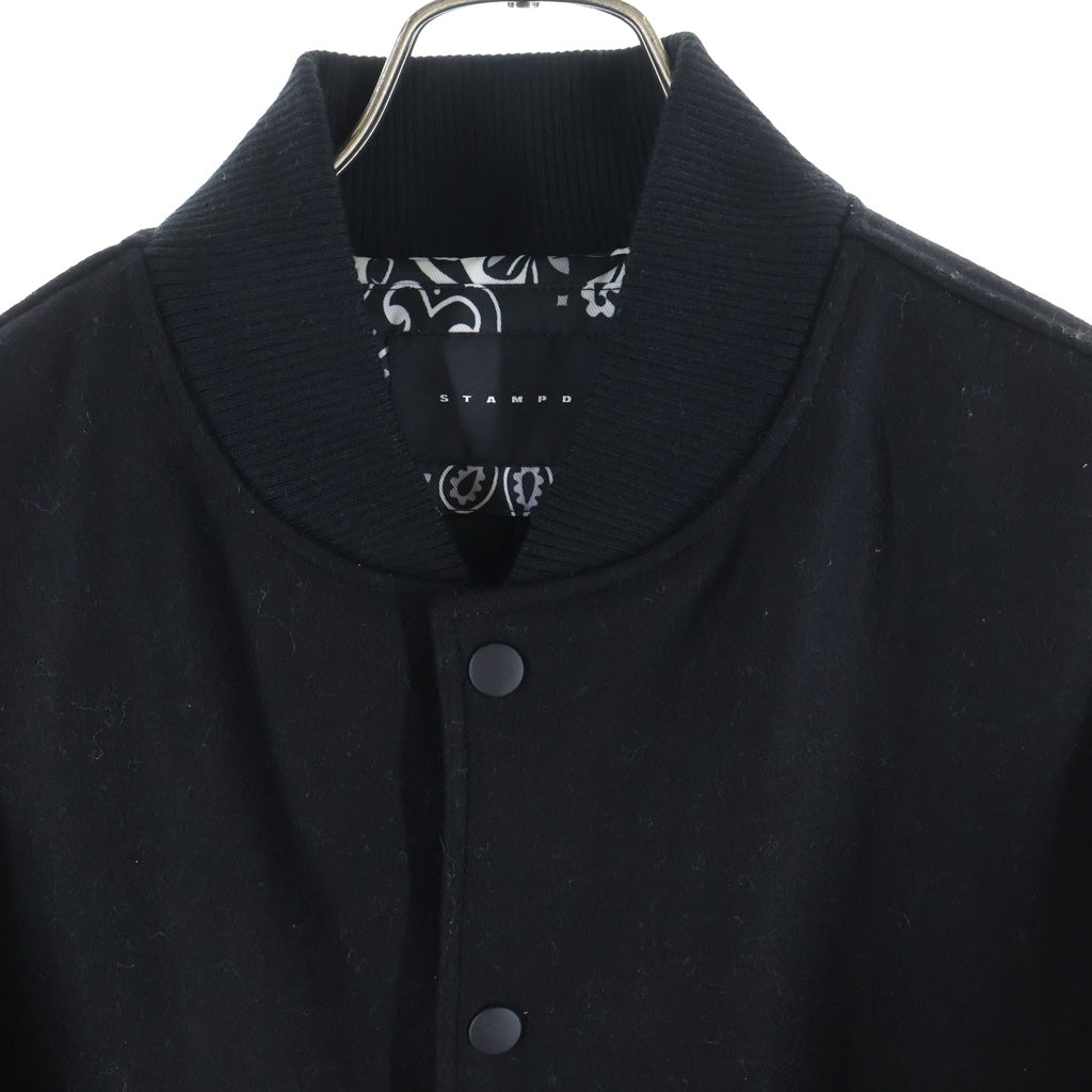 STAMPD(スタンプド) Letterman Coaches Jacket レターマン袖ロゴプリント スタジャン ジャケット ブラック/ホワイト
