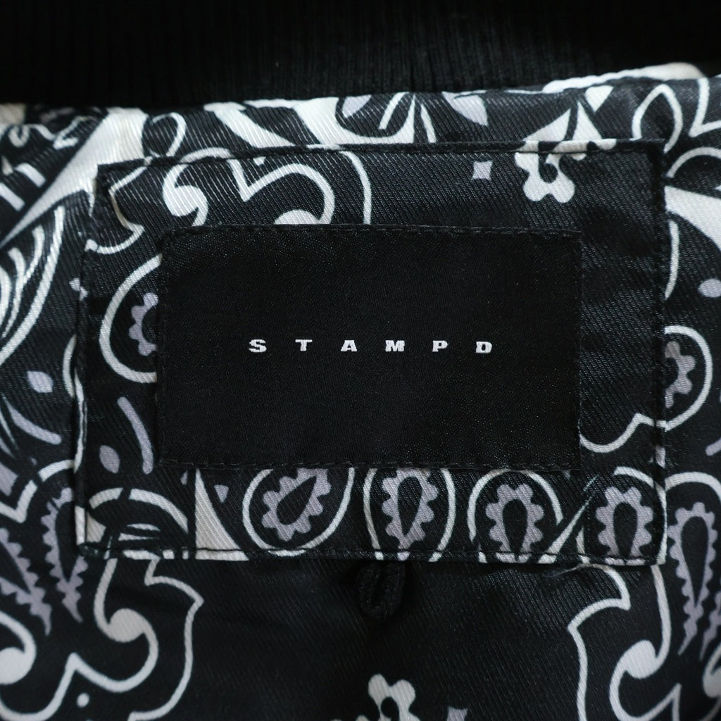 STAMPD(スタンプド) Letterman Coaches Jacket レターマン袖ロゴプリント スタジャン ジャケット ブラック/ホワイト