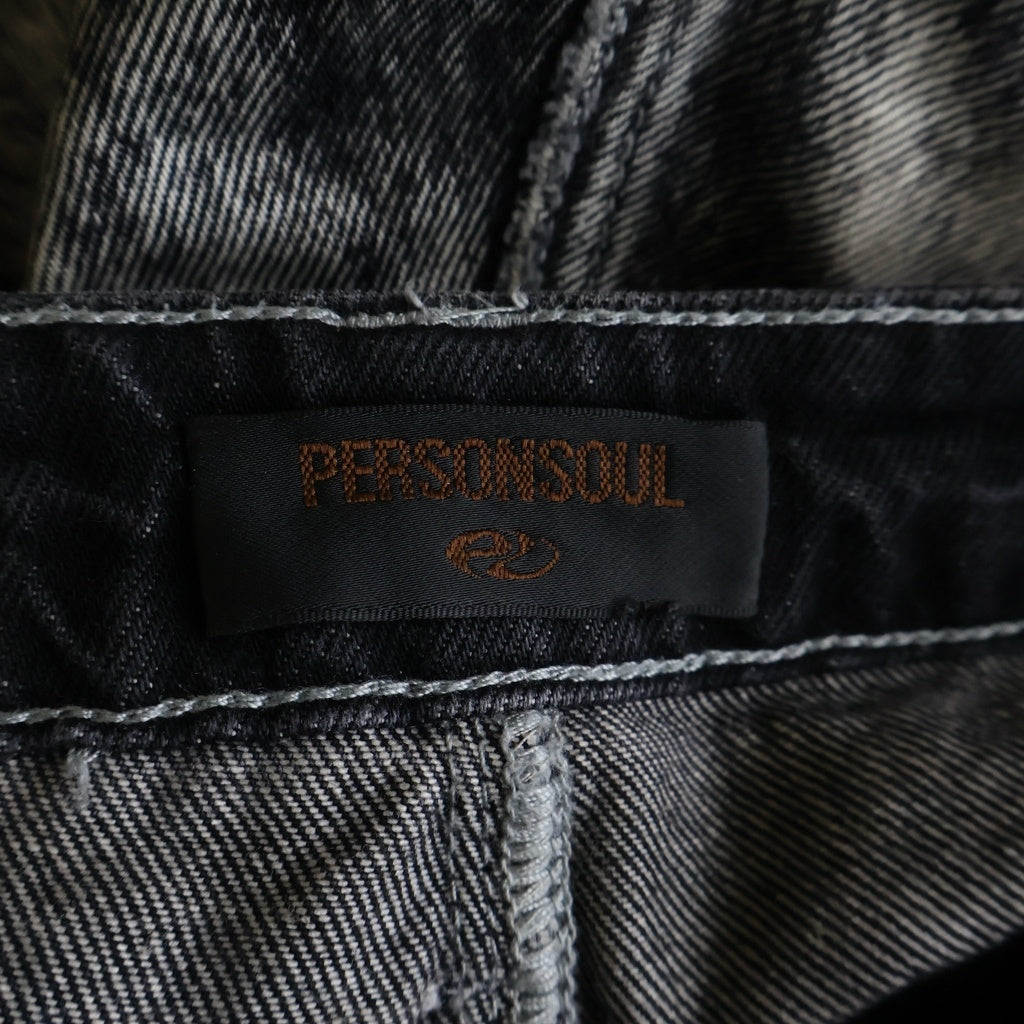 Personsoul(パーソンソール) Deconstructed Exaggerated Flared Patchwork Jeans パッチワーク フレアカーゴデニムパンツ ブラック