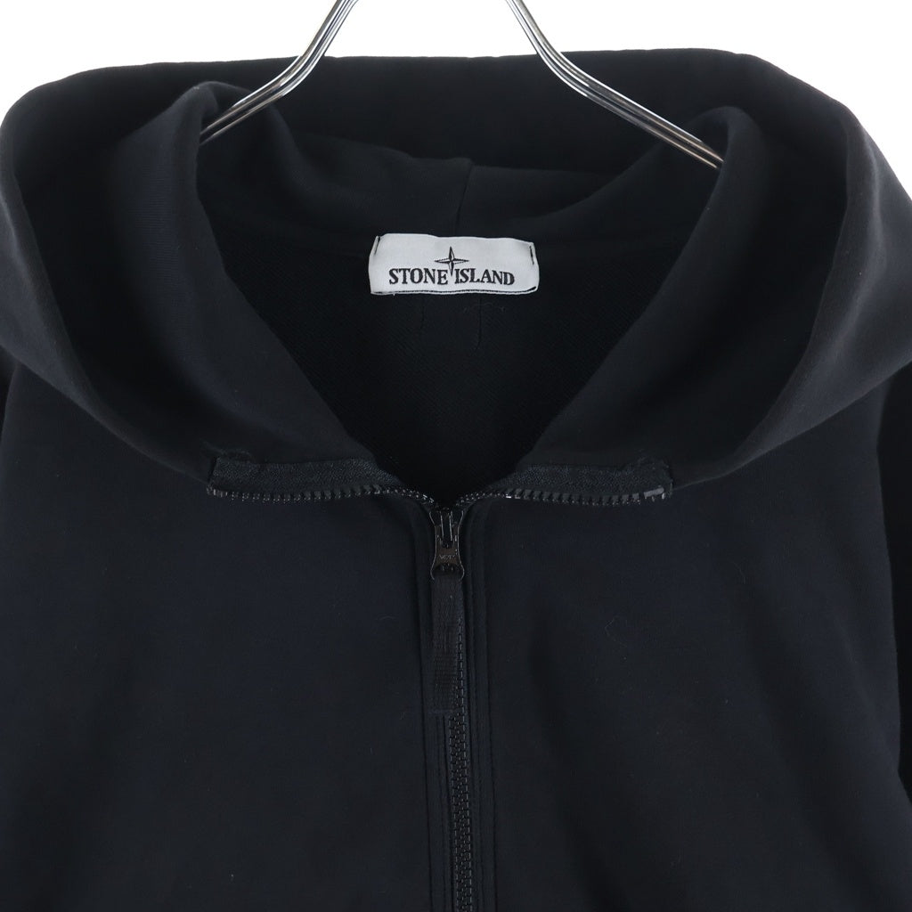 STONE ISLAND(ストーンアイランド) Hoodie Zippe Organic Cotton Fleece コットン ジップアップ長袖パーカー フーディ ブラック L1S156100039S0051