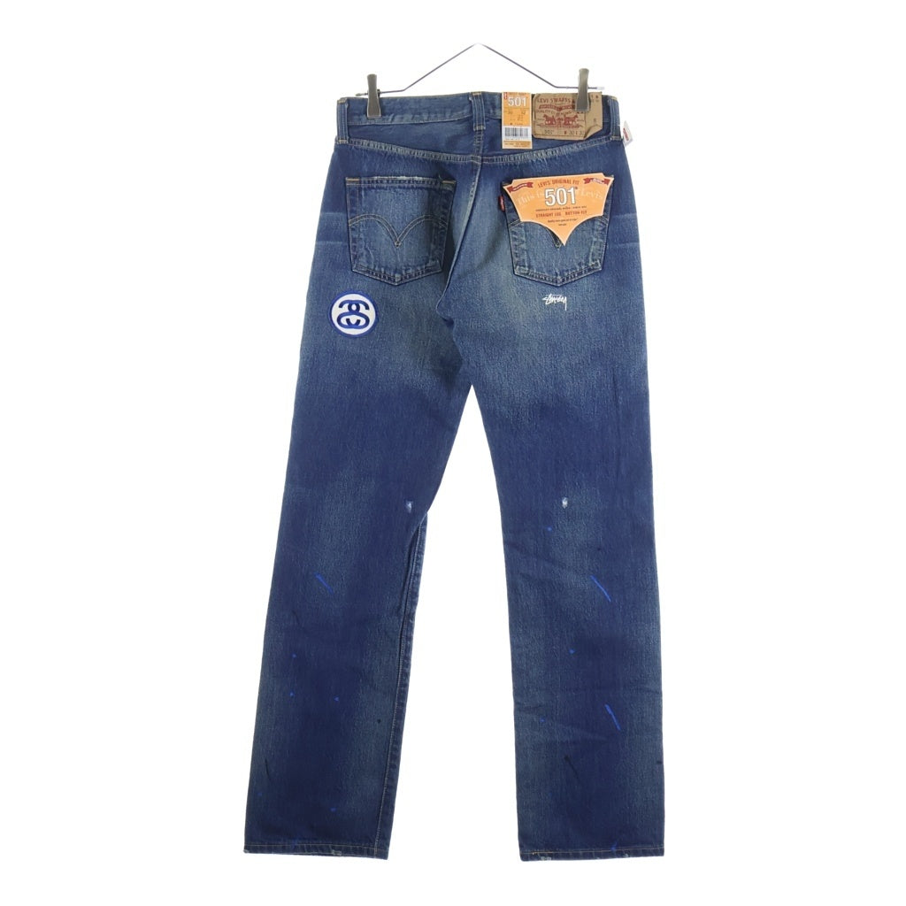 Levi's(リーバイス) ×STUSSY 30周年記念モデル 501 REGULAR STRAIGHT ロゴワッペン レギュラーストレートデニムパンツ ジーンズ インディゴ 08501-0467