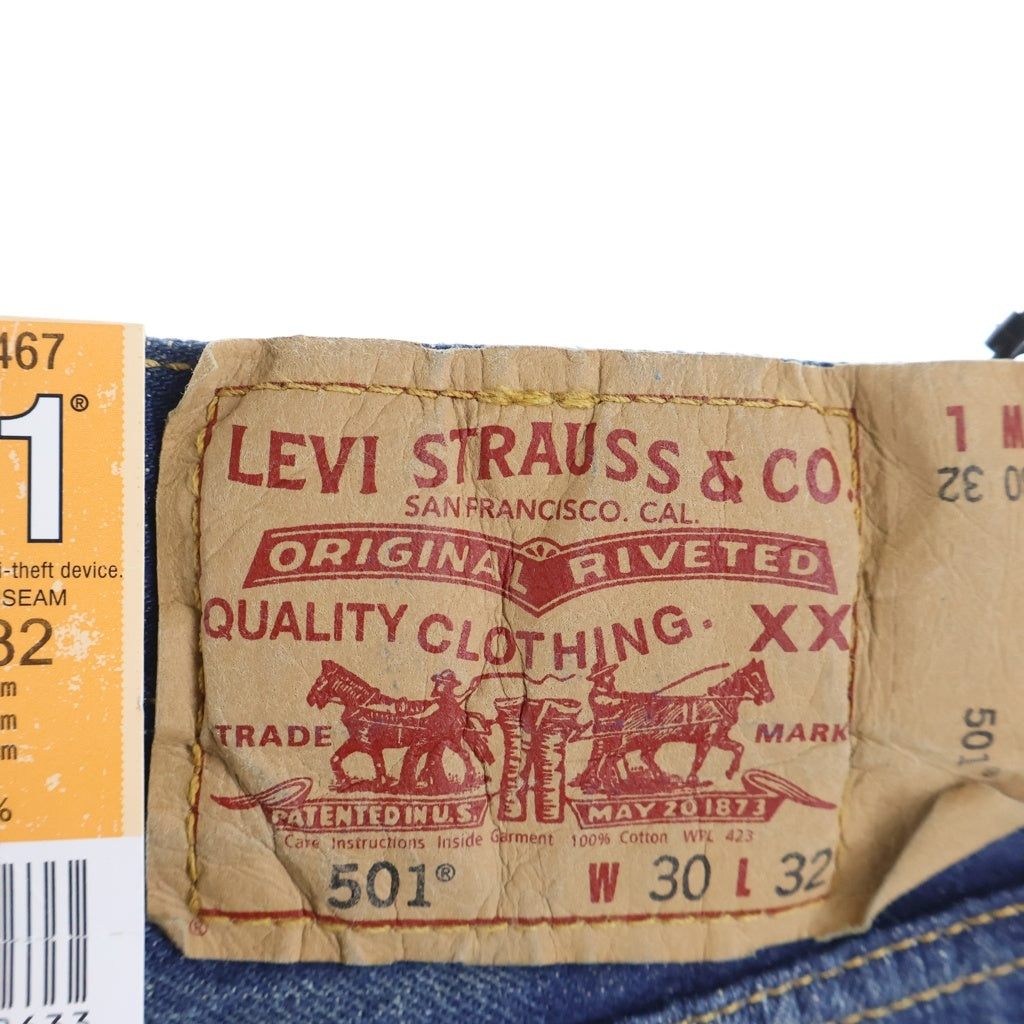 Levi's(リーバイス) ×STUSSY 30周年記念モデル 501 REGULAR STRAIGHT ロゴワッペン レギュラーストレートデニムパンツ ジーンズ インディゴ 08501-0467
