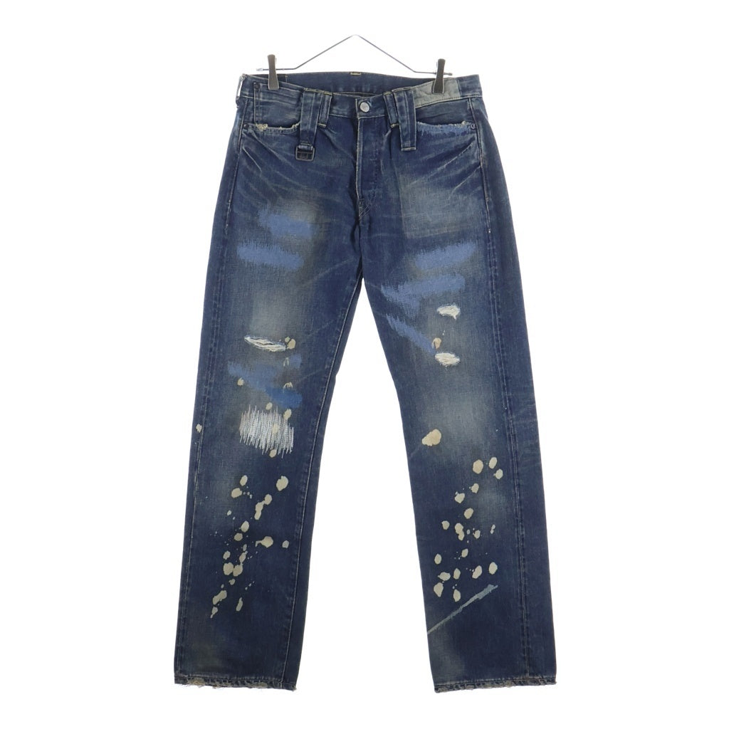 Levi's(リーバイス) 501XX REGULAR STRAIGHT BIGE 1937年復刻モデル 日本製 レギュラーストレート ビッグE 赤耳 シングルステッチ ダメージ加工 ペインター デニムパンツ 37501