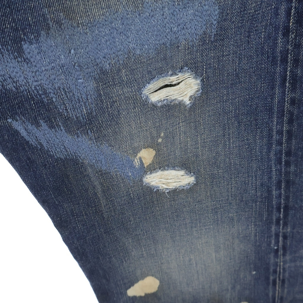 Levi's(リーバイス) 501XX REGULAR STRAIGHT BIGE 1937年復刻モデル 日本製 レギュラーストレート ビッグE 赤耳 シングルステッチ ダメージ加工 ペインター デニムパンツ 37501
