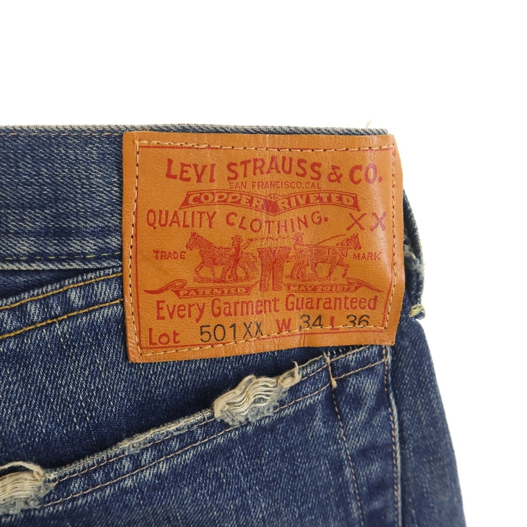 Levi's(リーバイス) 501XX REGULAR STRAIGHT BIGE 1937年復刻モデル 日本製 レギュラーストレート ビッグE 赤耳 シングルステッチ ダメージ加工 ペインター デニムパンツ 37501
