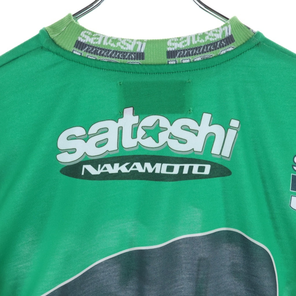 SATOSHI NAKAMOTO(サトシナカモト) Speedway Longsleeve グラフィック クルーネック長袖Tシャツカットソー グリーン ‐