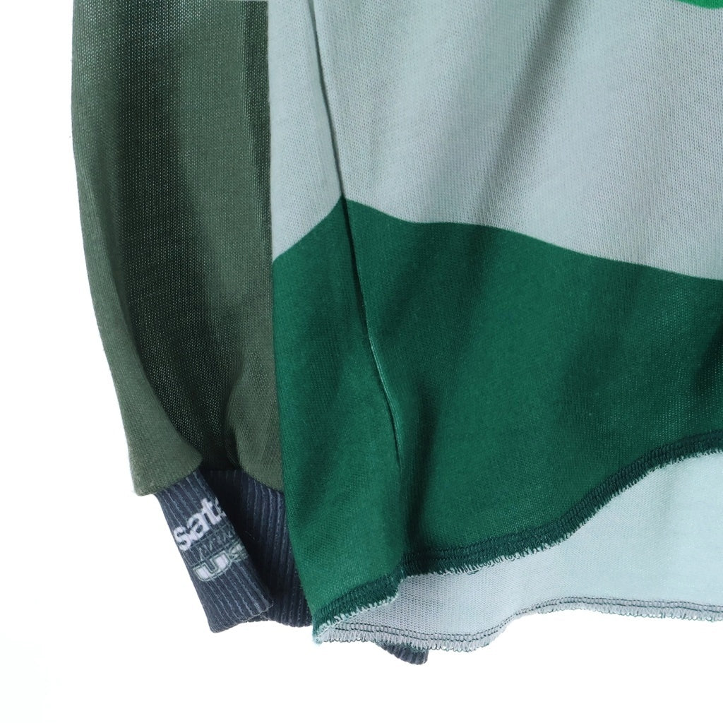 SATOSHI NAKAMOTO(サトシナカモト) Speedway Longsleeve グラフィック クルーネック長袖Tシャツカットソー グリーン ‐