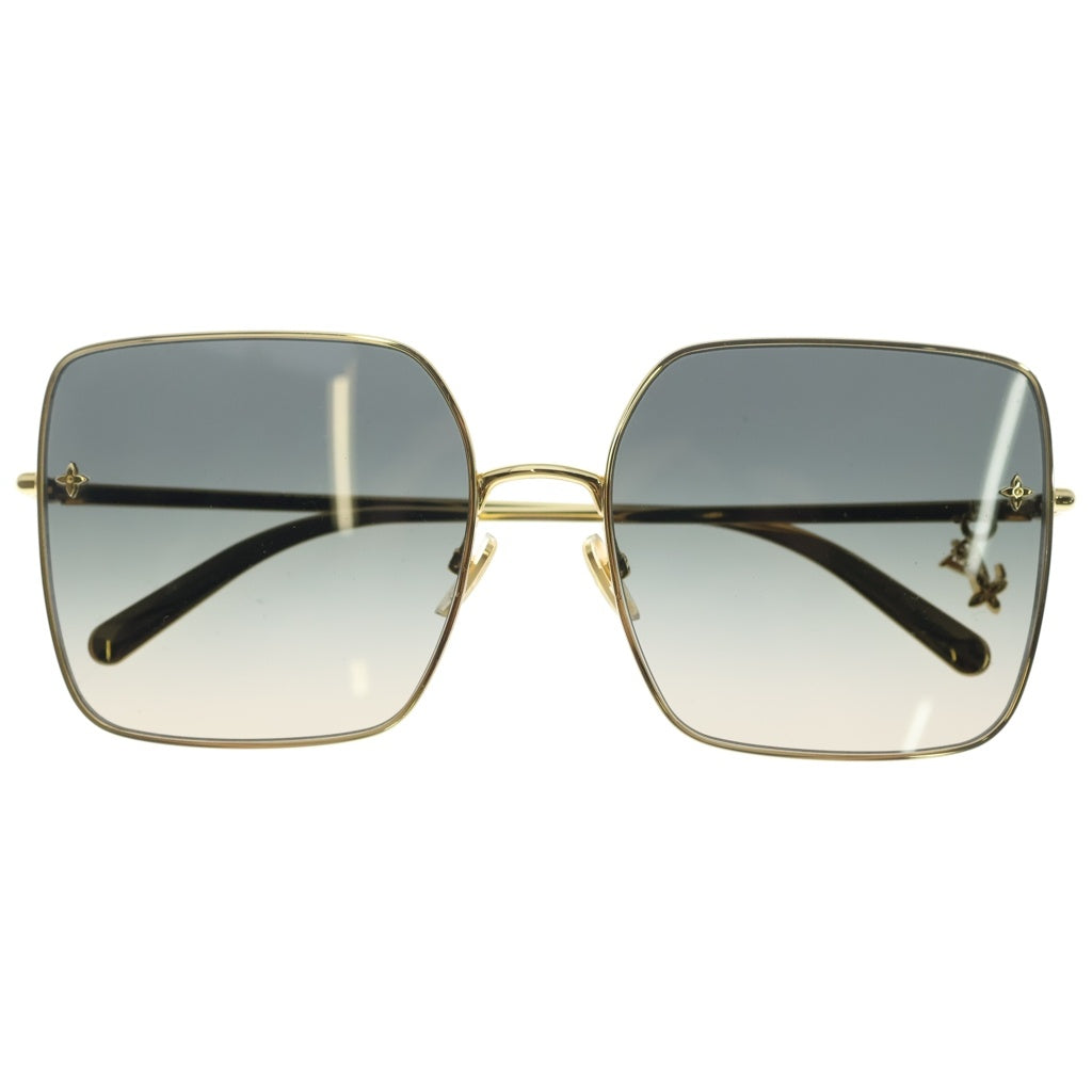 LOUIS VUITTON(ルイヴィトン) 26SS LV チャーム・スクエア グラデーションレンズ ロゴチャーム アイウェアサングラス眼鏡 60□18 140 ゴールド/ブラウン Z1718U