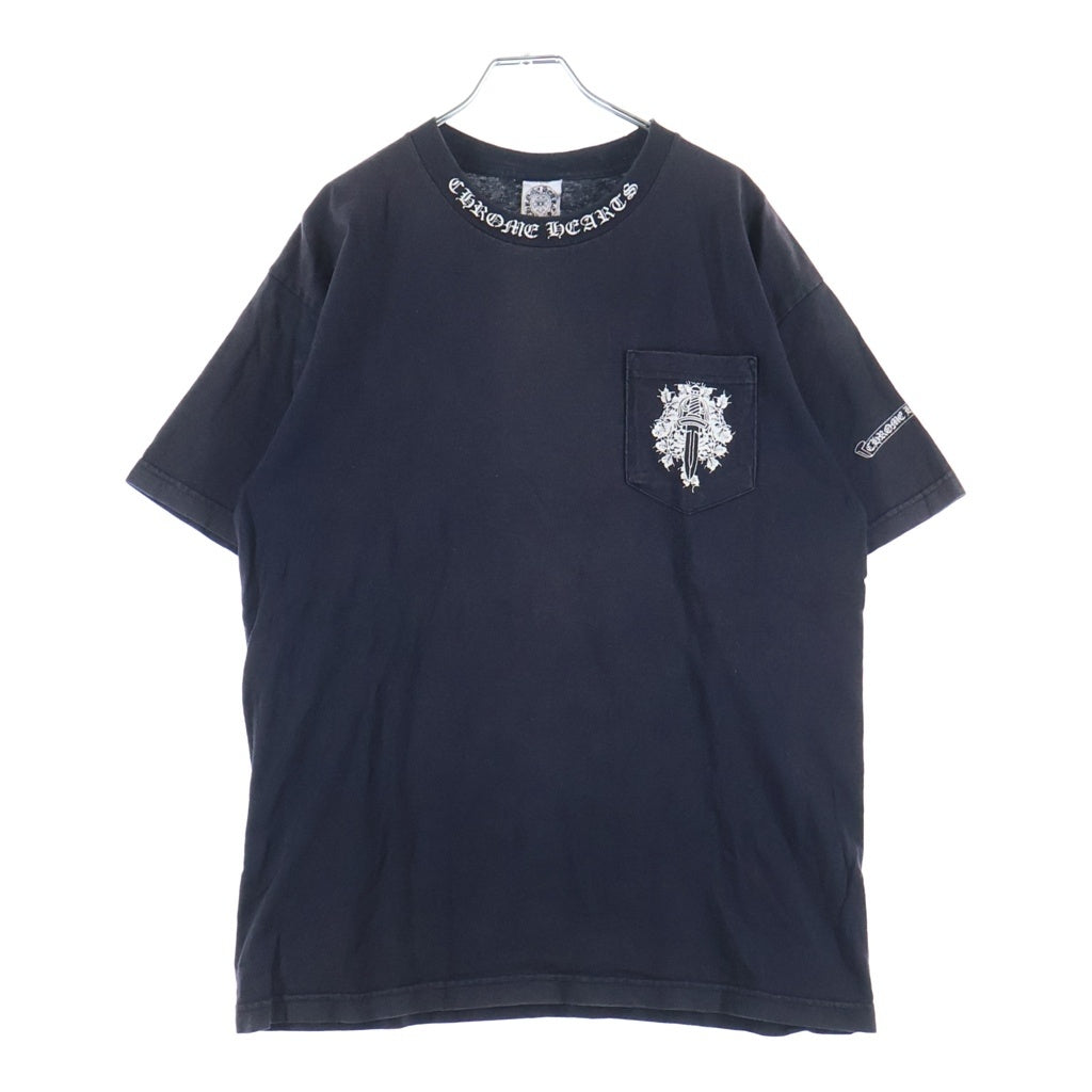 CHROME HEARTS(クロムハーツ) OLD S/S オールド ネックロゴ バックスクロールラベルプリント クルーネック半袖Tシャツカットソー ブラック