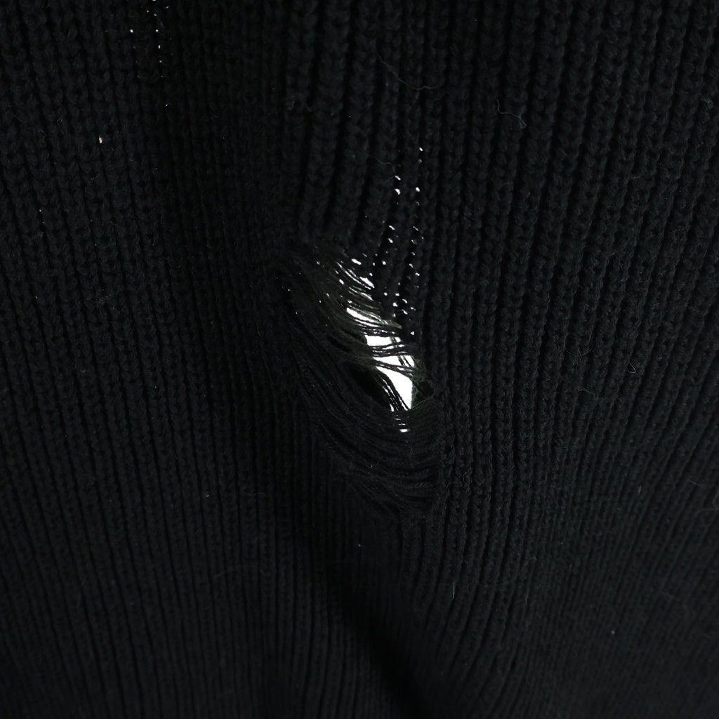 NEIGHBORHOOD(ネイバーフッド) 20SS SAVAGE . CREW / A-KNIT . LS クルーネックダメージ加工ニットセーター ブラック 202FUNH-KNM01
