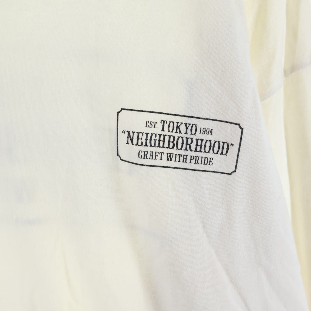 NEIGHBORHOOD(ネイバーフッド) クラシックボックスロゴ クルーネック長袖カットソー ホワイト