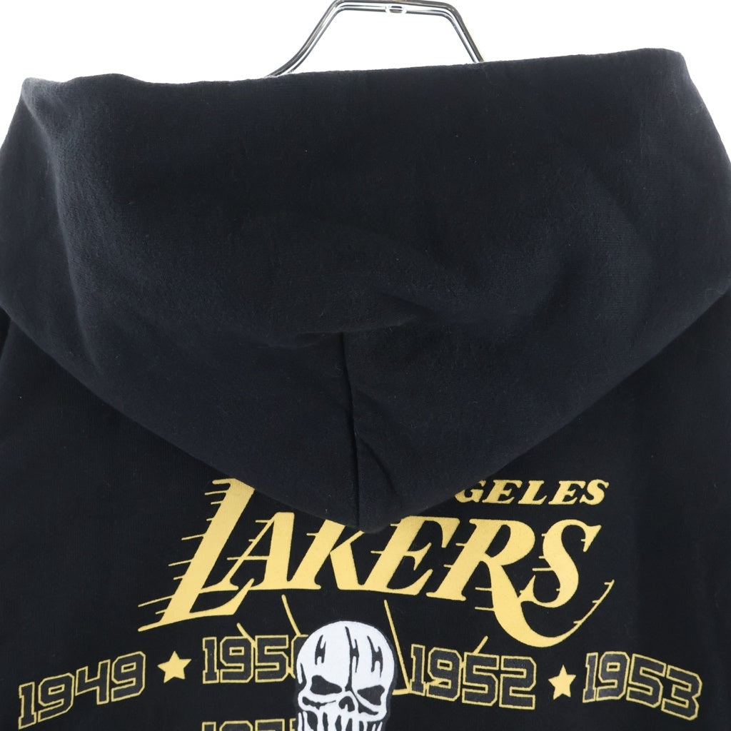 Warren Lotas(ウォーレンロータス) ×NBA×レイカーズ チャンピオンシップ バックスカルプリント プルオーバースウェットフーディー ブラック/イエロー