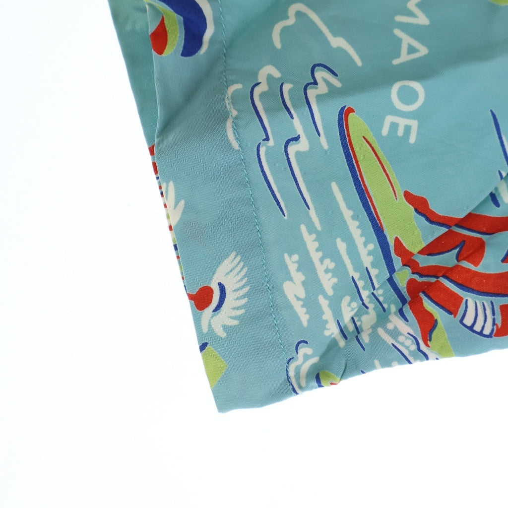 SUN SURF(サンサーフ) KAHILI HAWAII カヒリ ハワイ ココナッツボタン 総柄レーヨン半袖シャツ ブルー SS37135