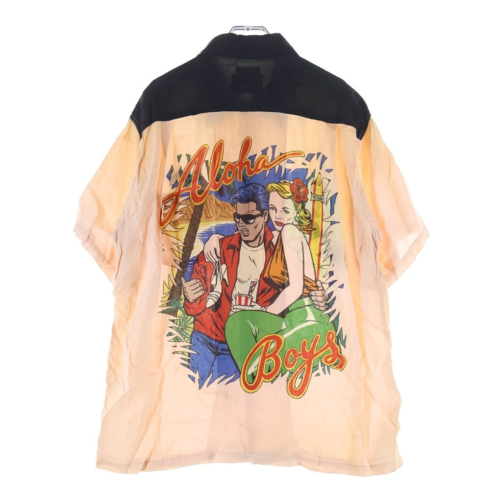 SUN SURF(サンサーフ) KEONI OF HAWAII M KELLY COMICS SS35070 ケオニ オブ ハワイ マシンガンケリー アロハボーイズ オープンカラー半袖シャツ ピンク
