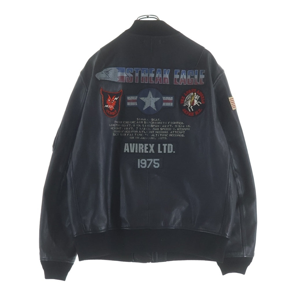 AVIREX(アヴィレックス) MA-1 STREAK EAGLE 40周年 ストリーク イーグル ゴートスキン レザージャケット ブラック 6151098