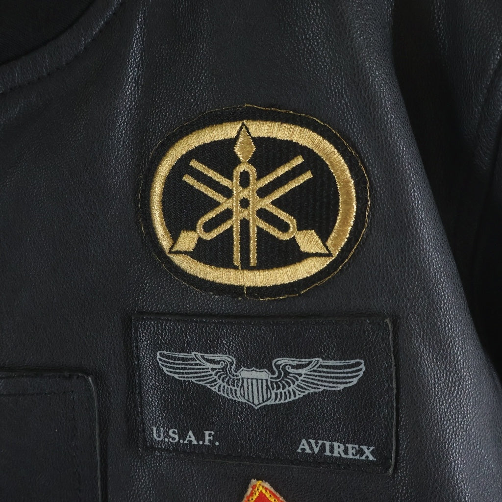 AVIREX(アヴィレックス) MA-1 STREAK EAGLE 40周年 ストリーク イーグル ゴートスキン レザージャケット ブラック 6151098