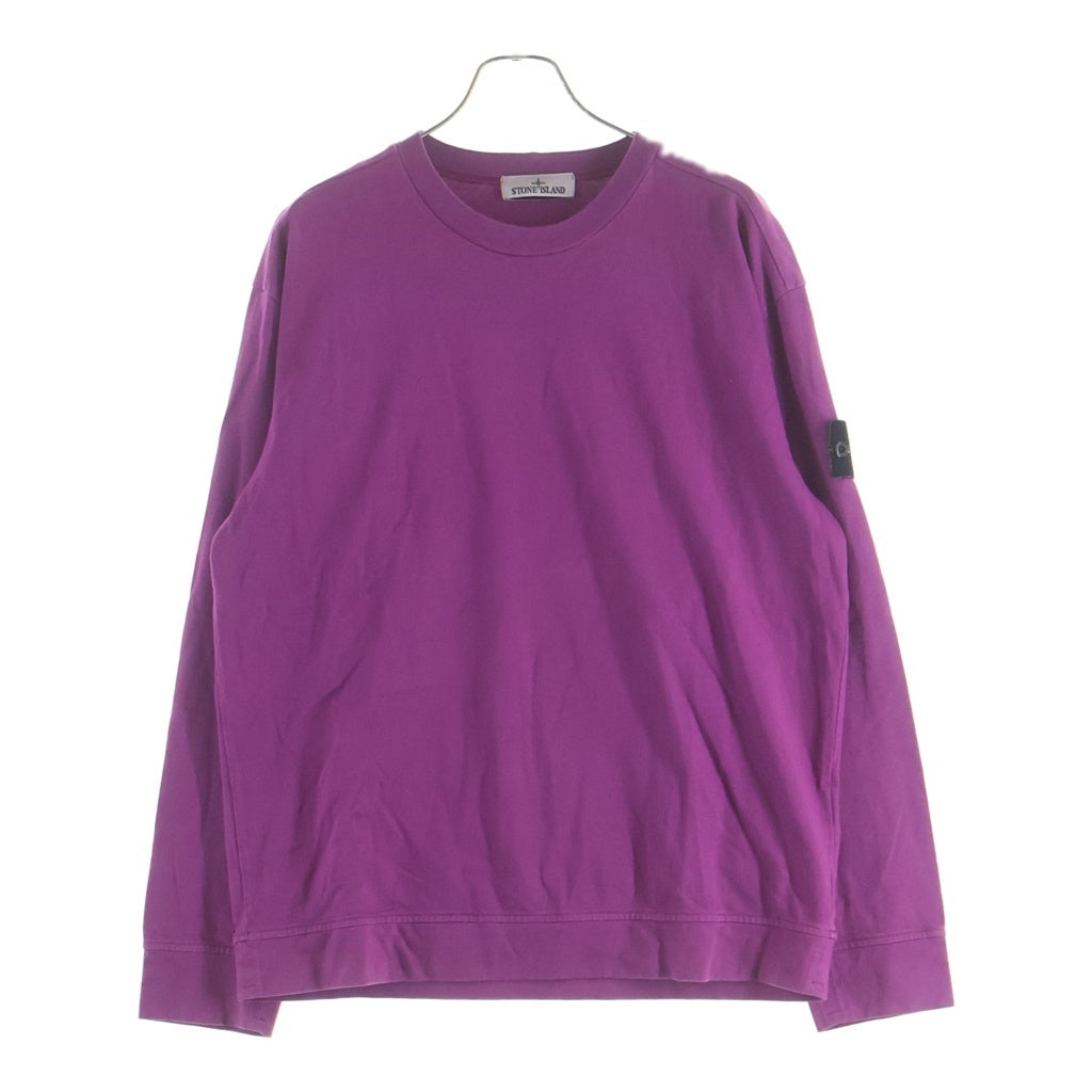 STONE ISLAND(ストーンアイランド) 23SS L/S SWEAT-SHIRT 101563750 ガーメントダイ 袖ロゴパッチ刺繍 クルーネック長袖Tシャツカットソー パープル