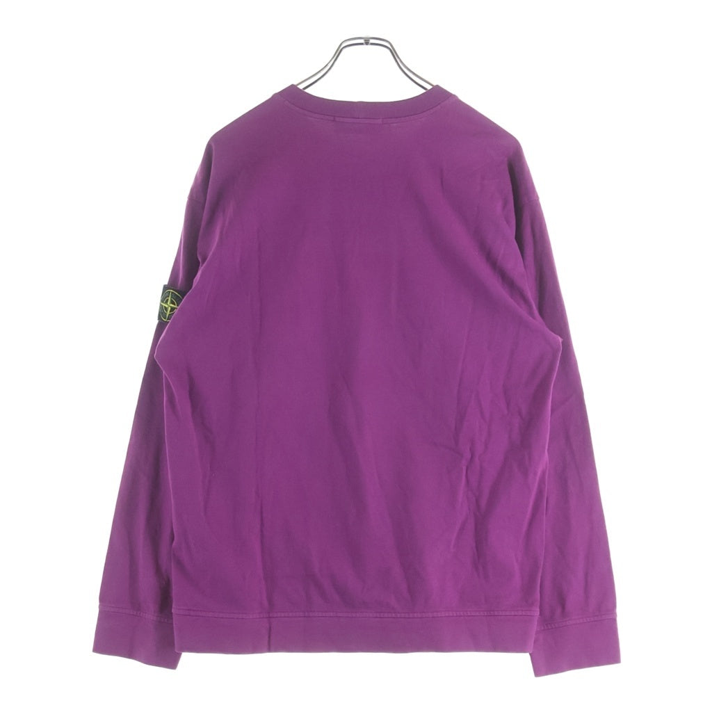 STONE ISLAND(ストーンアイランド) 23SS L/S SWEAT-SHIRT 101563750 ガーメントダイ 袖ロゴパッチ刺繍 クルーネック長袖Tシャツカットソー パープル