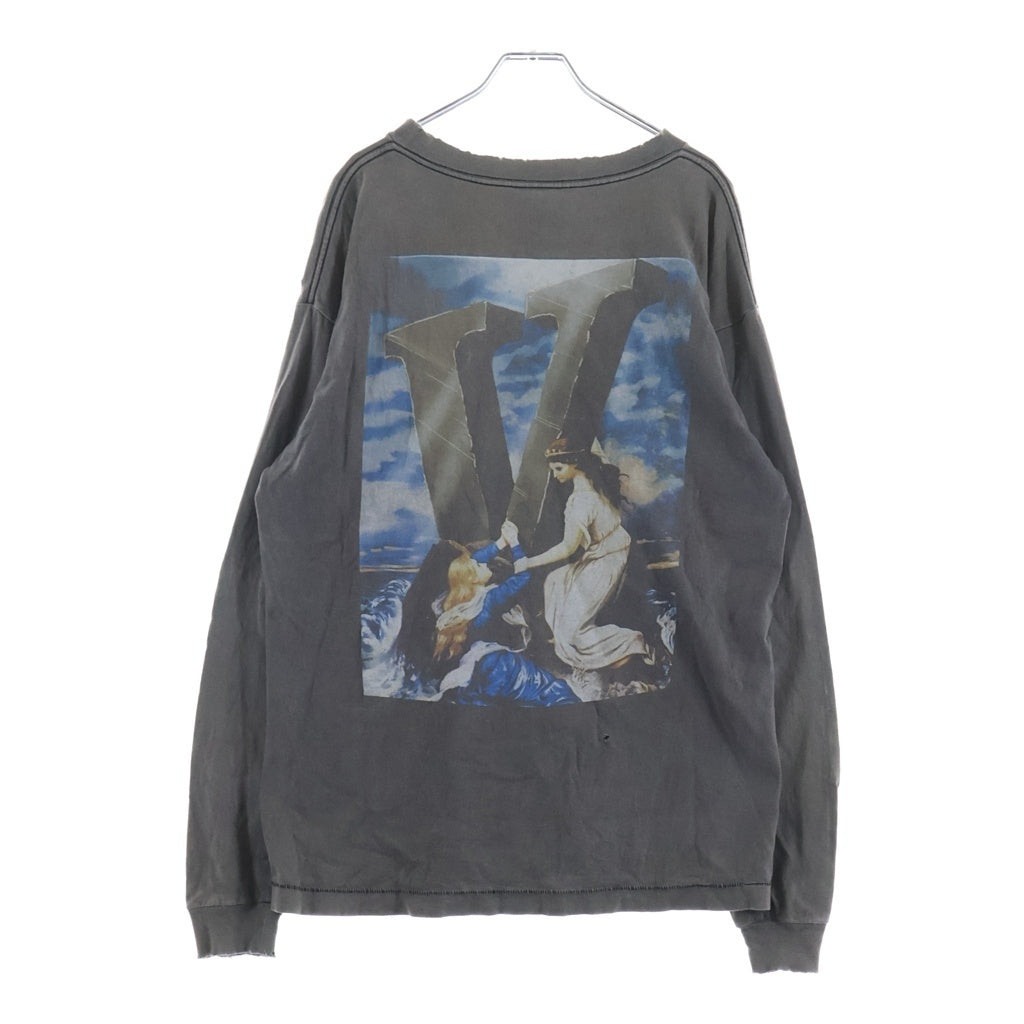 SAINT MICHAEL(セントマイケル) 22AW × VLONE VL LS TEE MARIA SM-A22-0000-076 ヴィーローン ヴィンテージ加工 両面プリントクルーネック長袖Tシャツカットソー ロンT グレー