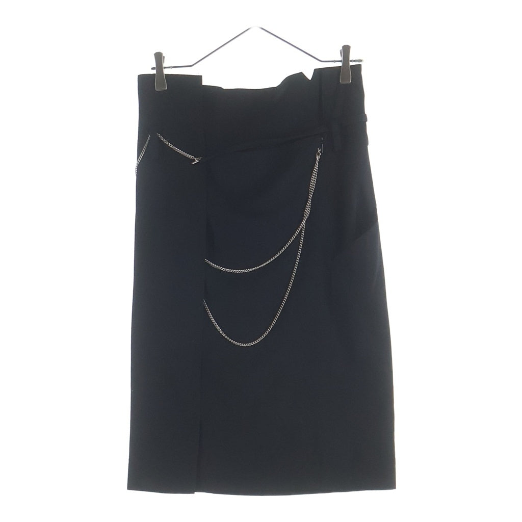 Y's(ワイズ) 22AW Red Lable Chaine Wool Skirt RV-S52-126 レッドレーベル チェーン付き ミディアムウールスカート ブラック レディース