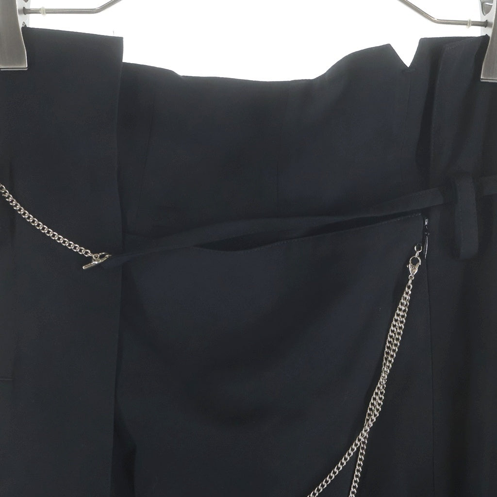 Y's(ワイズ) 22AW Red Lable Chaine Wool Skirt RV-S52-126 レッドレーベル チェーン付き ミディアムウールスカート ブラック レディース
