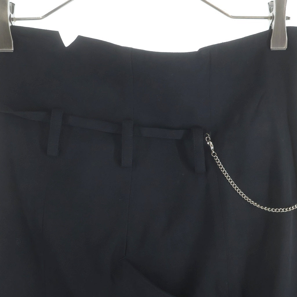 Y's(ワイズ) 22AW Red Lable Chaine Wool Skirt RV-S52-126 レッドレーベル チェーン付き ミディアムウールスカート ブラック レディース