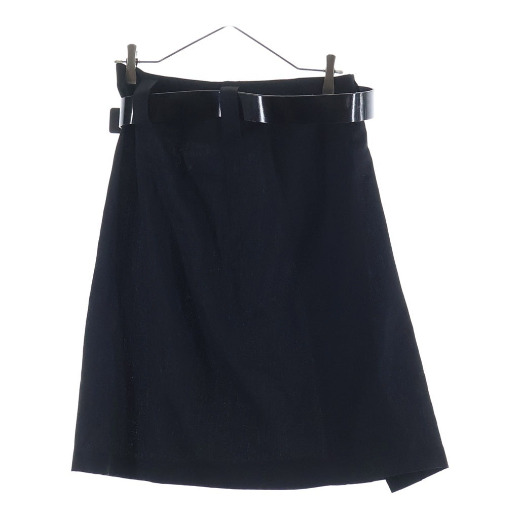 Yohji Yamamoto FEMME(ヨウジヤマモトファム) 00S WOOL LONG SKIRT FE-S08-112 ベルト付き ウールロングスカート ブラック レディース