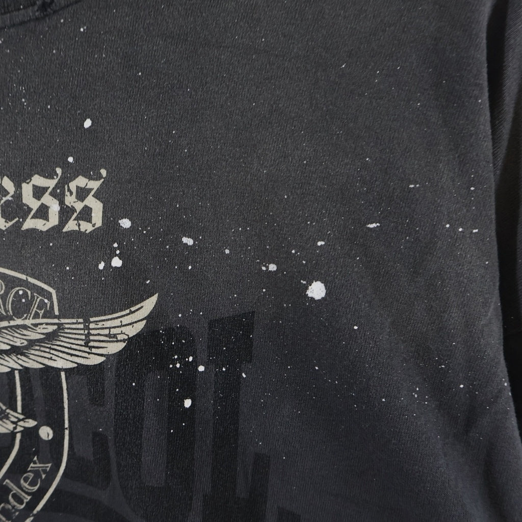 Protocol Index(プロトコル インデックス) VINTAGE OVERDYED LONGSLEEVE ヴィンテージ加工 オーバーサイズ 両面プリントクルーネック長袖Tシャツカットソー ロンT グレー