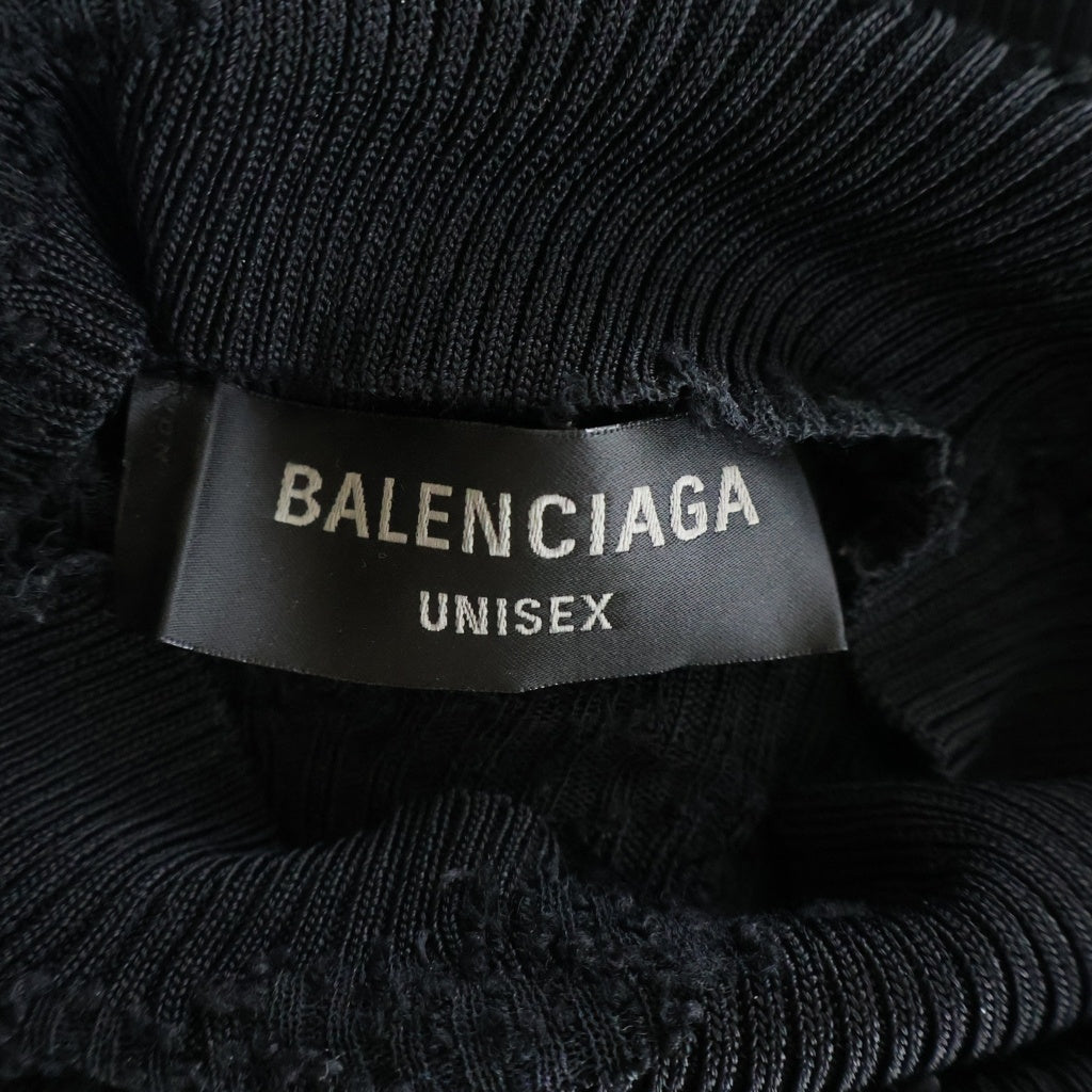 BALENCIAGA(バレンシアガ) 22AW All-Over Logo Turtleneck ロゴ総柄 レーヨンハイネック長袖ニットセーター ブラック 719056 T5188