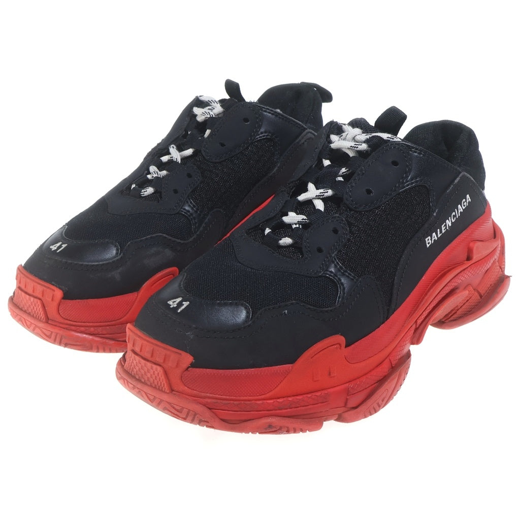 BALENCIAGA(バレンシアガ) TRIPLE S トリプルS レザー ダットローカットスニーカー ブラック/レッド 536737