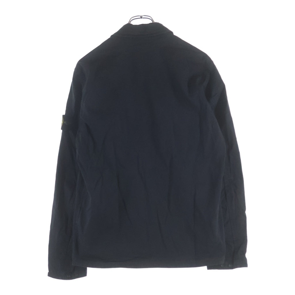 STONE ISLAND(ストーンアイランド) Brushed Cotton Zip Overshirt ロゴワッペン刺繍 ブラッシュド コットン ダブルジップ オーバーシャツ ジャケット ブラック 801510104