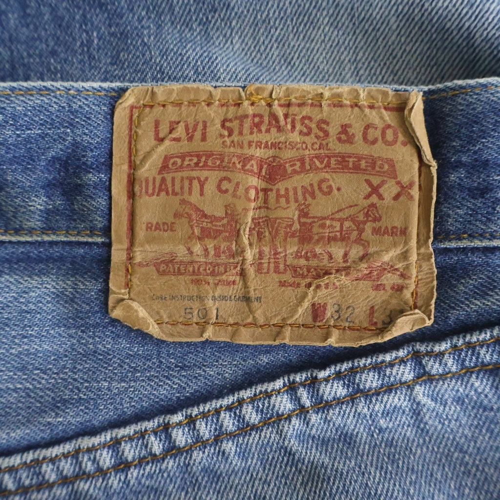 Levi's(リーバイス) 70S VINTAGE 501 66後期 ボタン裏6 スモールE 不均等V 赤耳 並行 チェーンステッチ ボタンフライデニムパンツ ジーンズ インディゴ -