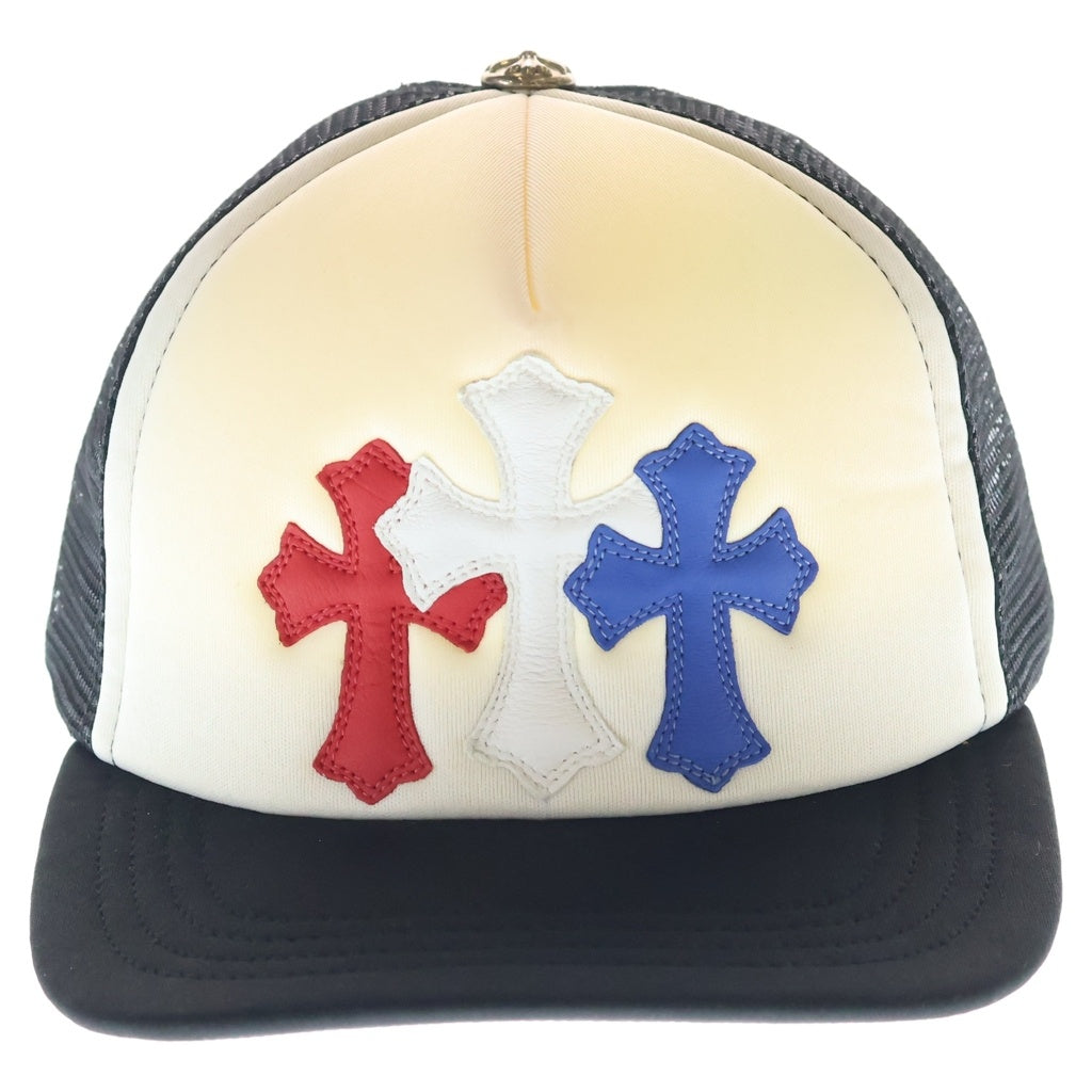 CHROME HEARTS(クロムハーツ) TRUCKER CAP トリコロール セメタリー クロスパッチ トラッカーキャップ 帽子 ブラック/ホワイト/マルチ -