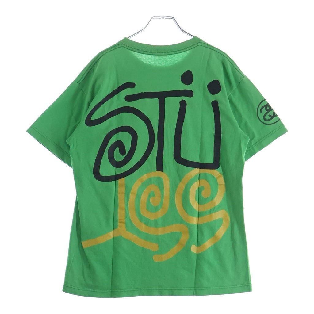STUSSY(ステューシー) 両面ビックロゴプリント クルーネック半袖Tシャツカットソー グリーン