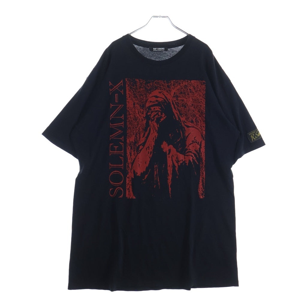 RAF SIMONS(ラフシモンズ) 22SS SOLEMN-X 両面プリント オーバーサイズ クルーネック半袖Tシャツカットソー ブラック 221-M130