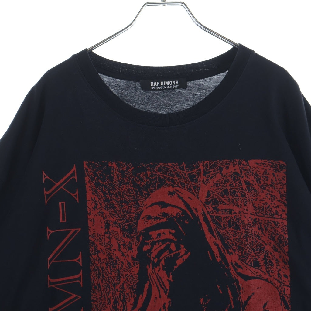 RAF SIMONS(ラフシモンズ) 22SS SOLEMN-X 両面プリント オーバーサイズ クルーネック半袖Tシャツカットソー ブラック 221-M130