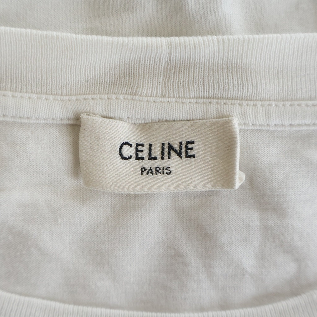 CELINE(セリーヌ) トリオンフエンブロイダリークルーネック半袖Tシャツカットソー ホワイト 2X04I671Q.01OB