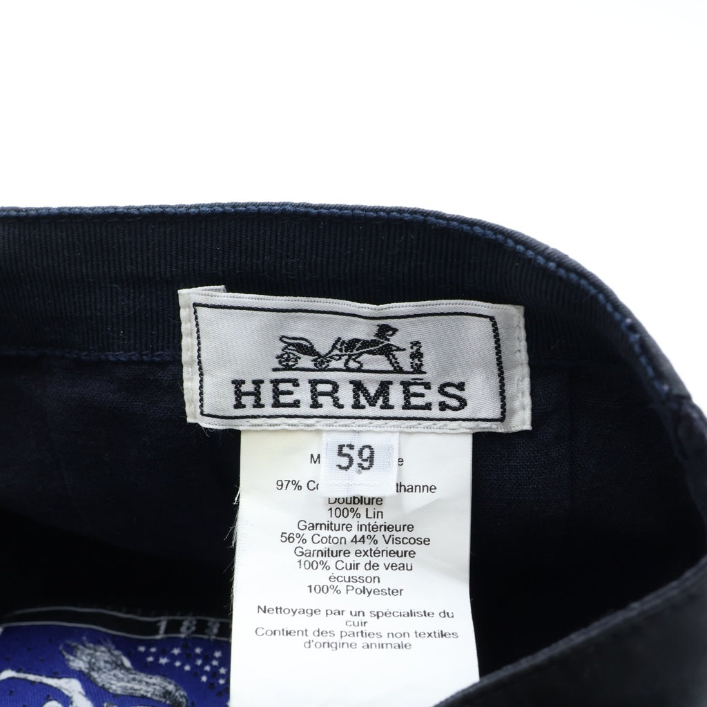 HERMES(エルメス) MILES H CUT Hカット スウィフトカーフスキン ベースボールキャップ ネイビー