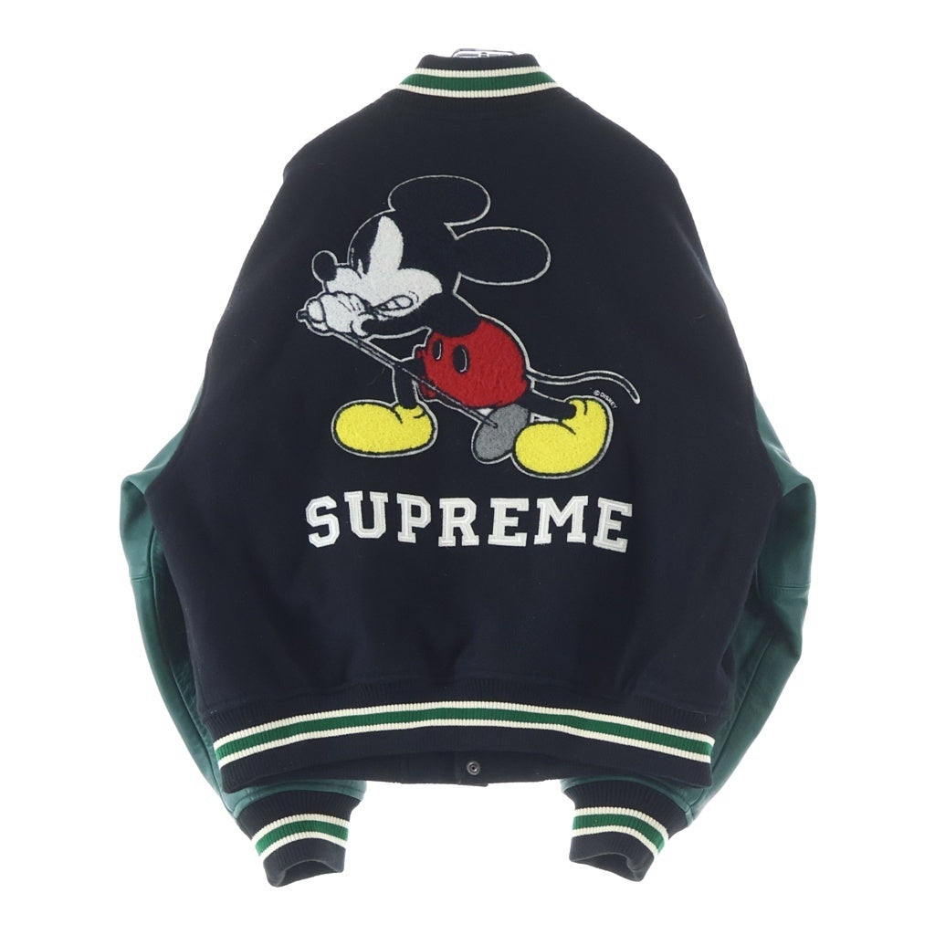 SUPREME(シュプリーム) 25AW ×Number(N)ine Mickey Varsity Jacket ナンバーナイン ミッキー バーシティ ジャケット スタジャン ブラック/グリーン
