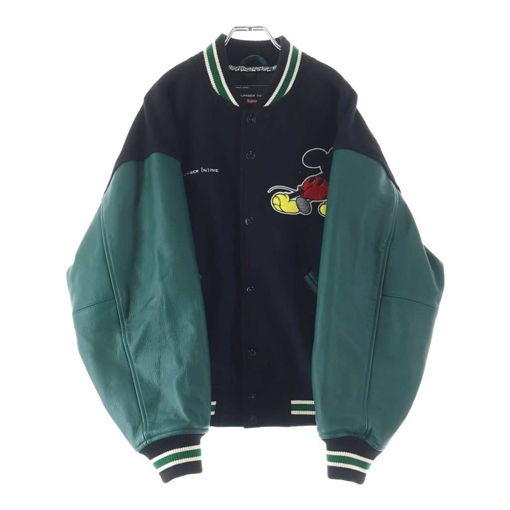 SUPREME(シュプリーム) 25AW ×Number(N)ine Mickey Varsity Jacket ナンバーナイン ミッキー バーシティ ジャケット スタジャン ブラック/グリーン