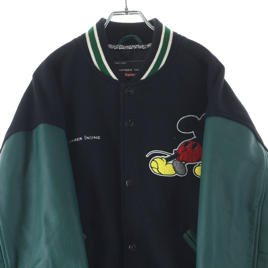 SUPREME(シュプリーム) 25AW ×Number(N)ine Mickey Varsity Jacket ナンバーナイン ミッキー バーシティ ジャケット スタジャン ブラック/グリーン